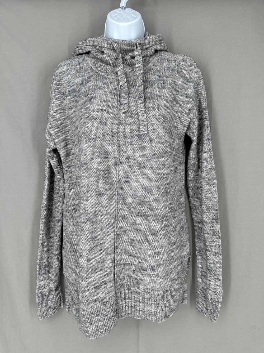 GAP Hoodie Sweater Womens Small Gray Tunic Knit Cotton Cozy Casual Drawstring